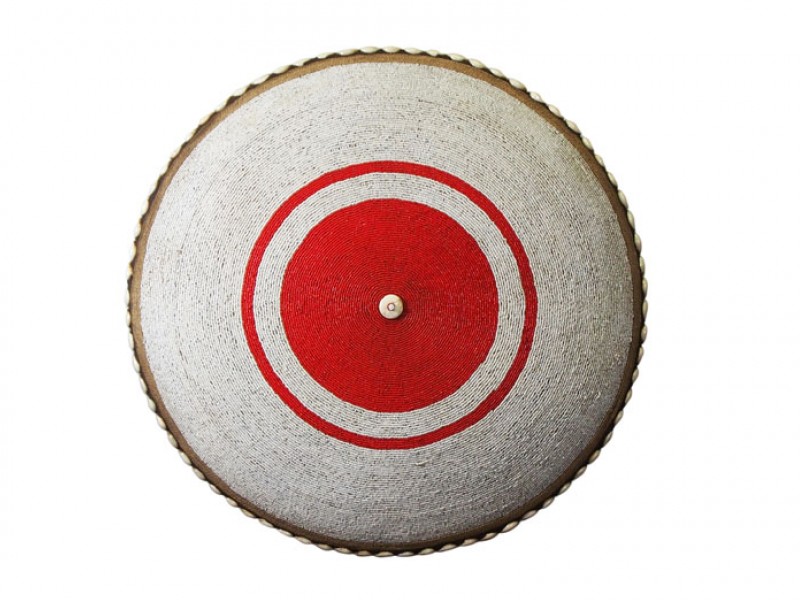 Large Beaded Shield - White With Red Centre